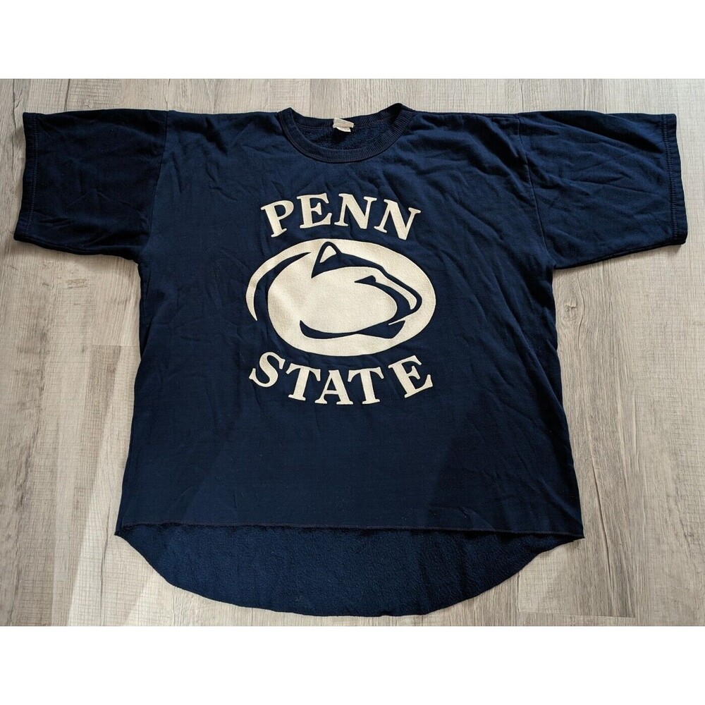 Vtg 80's Sweat Shirt SS Penn State Nittany Lions College Sz L w/ Puff Logo
